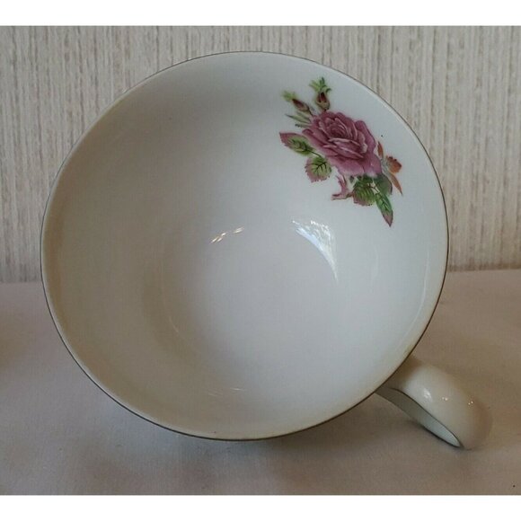 Fuji Teacup and Saucer Rosette Bone China Hand Painted Gold Trim Vintage Japan - Picture 7 of 10